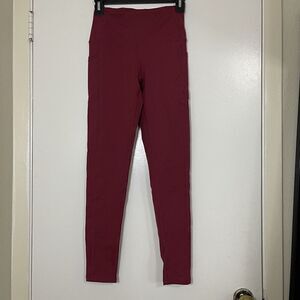 BUFF BUNNY RED HIGH WAIST WORKOUT ATHLETIC SIDE POCKET LEGGINGS SMALL
